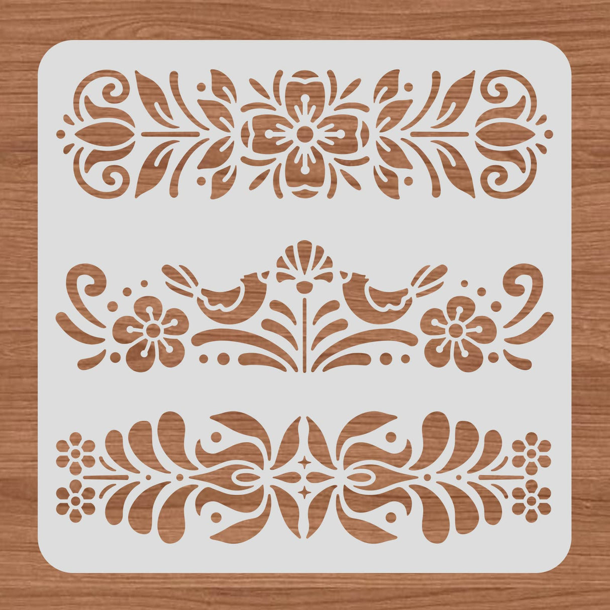 BENECREAT Plastic Folk Decorative Painting Stencil Templates, 12x12inch Floral Pattern Scandinavian Style Reusable Drawing Stencils for DIY Art Craft Wall Canvas Furniture BENECREAT