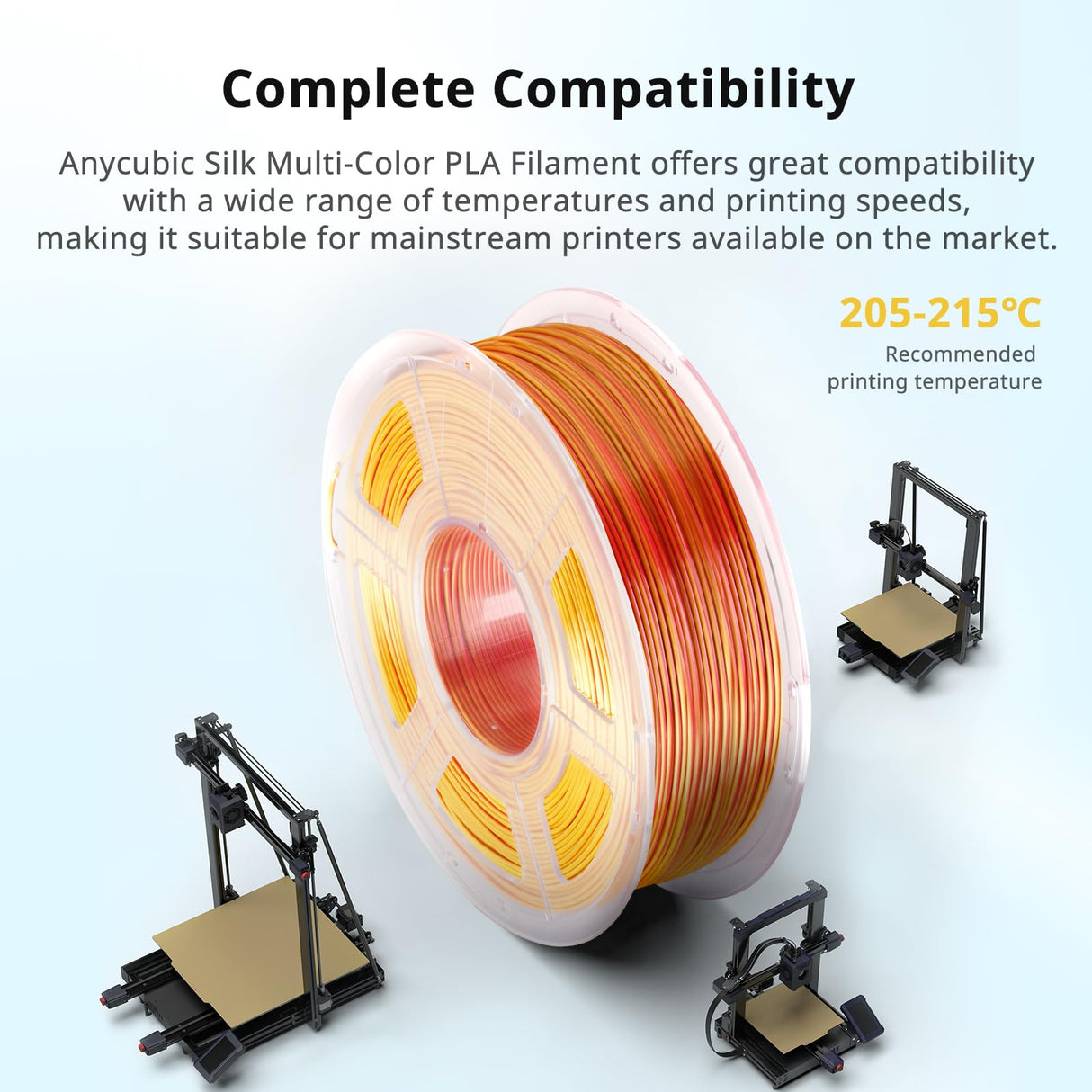 ANYCUBIC Silk Dual Color Pla Filament, 2-in-1 Chrome Coextrusion Color Change 3D Printer Filament 1.75mm Dimensional Accuracy +/- 0.02mm, Silk Texture, 1KG Spool (2.2 lbs), Red Gold ANYCUBIC