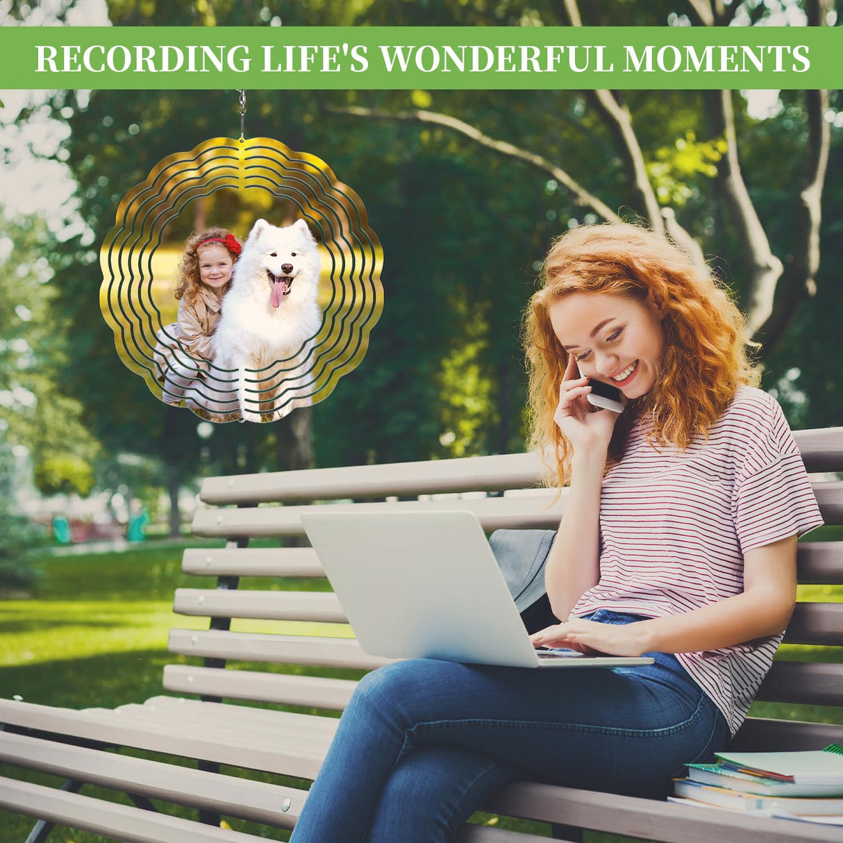 Encooldesty 2 pcs 8 inch Sublimation Wind Spinner Blank,Hanging Wind Spinners Sublimation Blanks,Aluminum Metal Wind Sculptures,Indoor Outdoor Garden Decoration Encooldesty