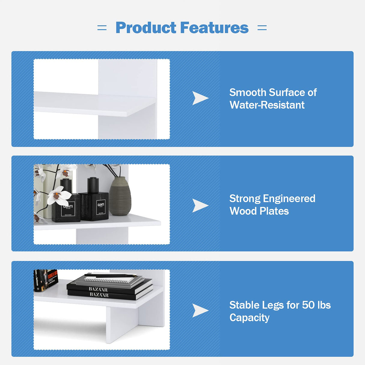Tangkula 5-Shelf Bookcase, Room Divider and Display Shelf, Freestanding Decorative Storage Shelving, Wooden Bookshelf for Home Living Room Office Bedroom, Room Divider Bookshelf (White, 1) Tangkula