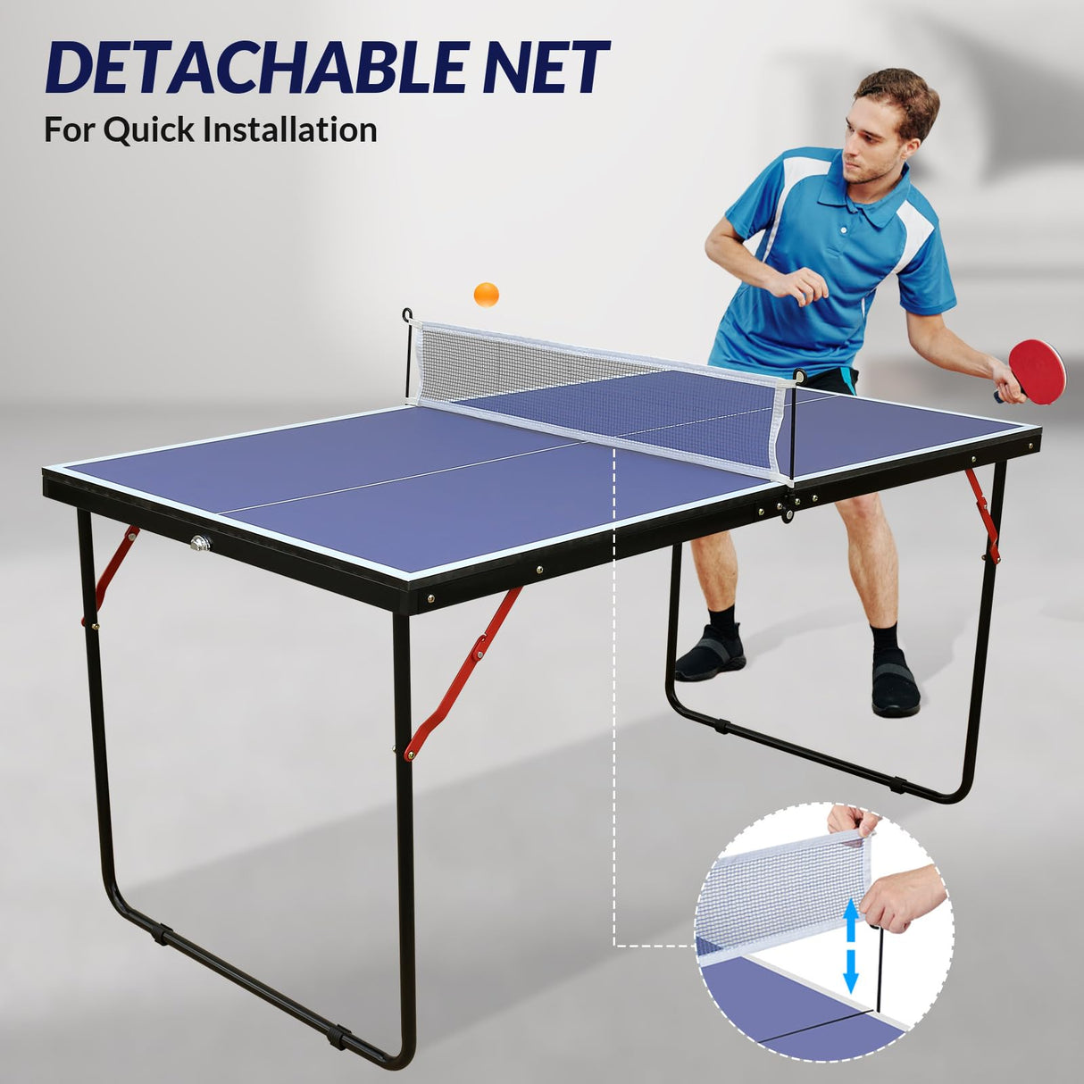 Zevemomo Portable Table Tennis Table, Foldable Ping Pong Game Set for Indoor/Outdoor, Ping Pong Table Top with Net, 2 Paddles and 3 Balls, Table Tennis Set 10 Minute Quick & Easy Assembly Zevemomo