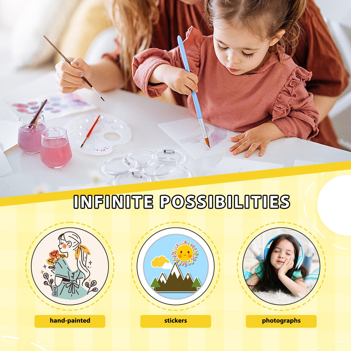 Happizza 1.97 Inch Button Maker DIY Clear Button Pins 50 Pack, Acrylic Button Making Kit, Make Your Own Buttons, Picture Photo Buttons for School Crafts Supplies, Blank Button Pins with Round Paper Happizza