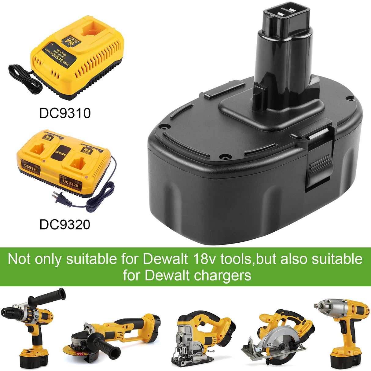 Labtec DC9096 18V 6000mAh Lithium Battery Replacement for DeWalt 18V XRP DC9096 DC9098 DC9099 DE9038 DE9095 DE9096 DW9095 DW9096 DW9098 Cordless Power Tools Labtec