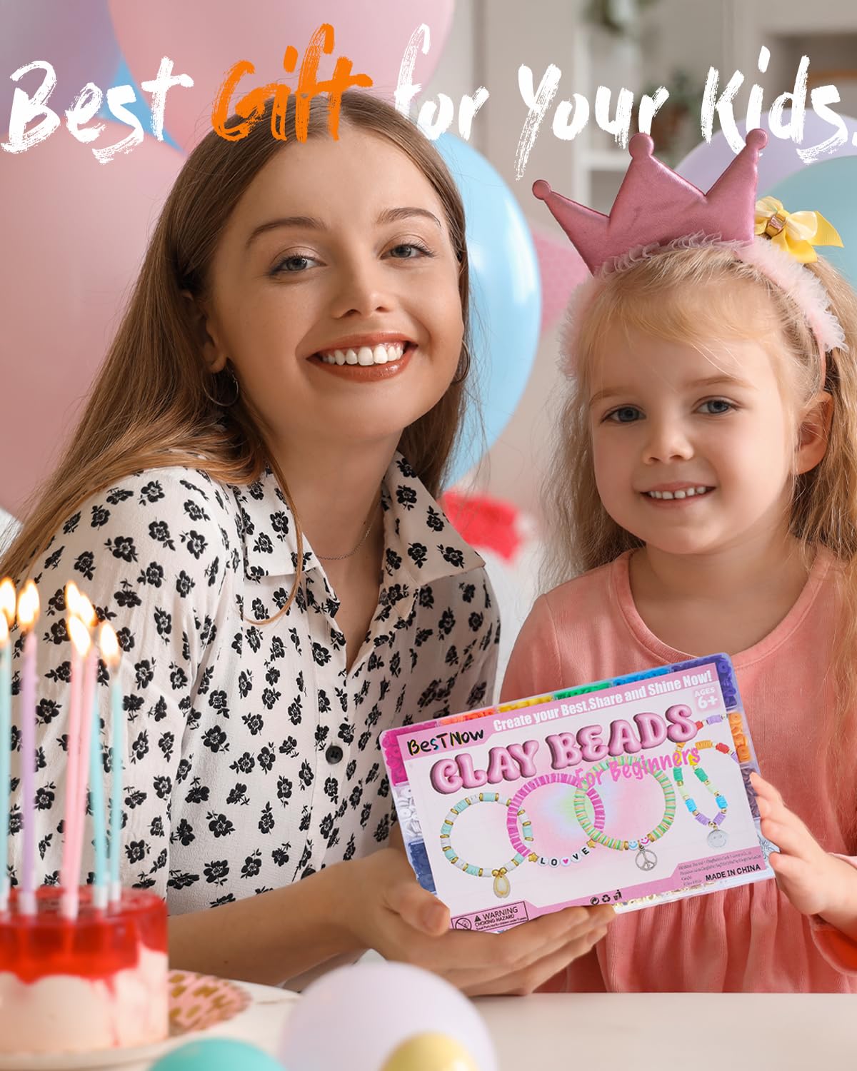 BestNow Clay Beads Bracelet Making Kit Toys for Girls Kids Charms Kit 18 Colors Friendship Bracelet Kit Letter Beads DIY Crafts Teen Girl Gifts Toys for Ages 6 7 8 9 10 11 12 BestNow