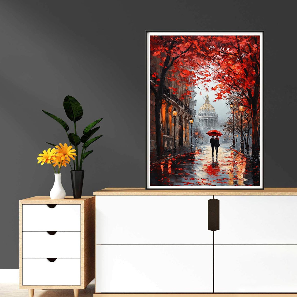 Reofrey DIY Diamond Art Kits for Adults Couple Street, Valentine's Day Full Drill Round Rhinestone Diamond Painting Kits for Adults, Cross Stitch Embroidery Canvas for Crafts Home Wall Decor 30x40cm Reofrey