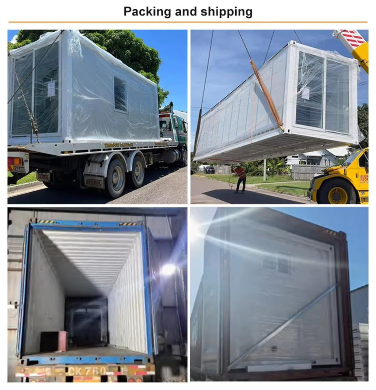 Expandable Container House to Live in for Adults, Mobile Homes 20ft Tiny Prefab Homes Movable Foldable Steel Frame Villa with Full Kitchen & Bathroom Generic
