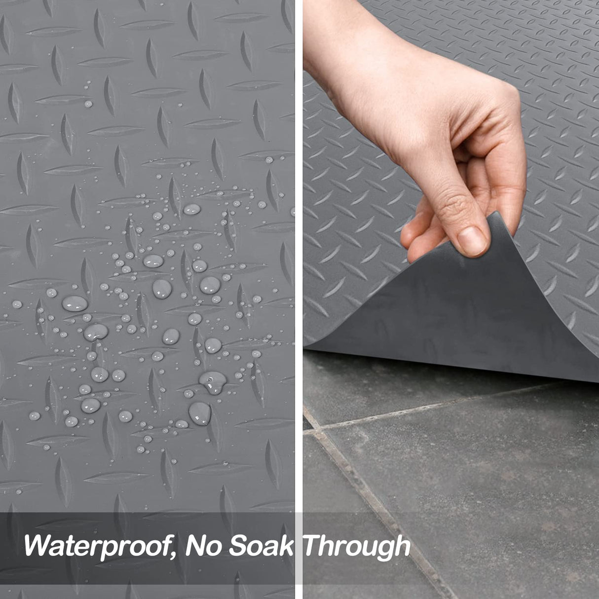 foriy Garage Floor Oxford Mats, 4x8.2ft Diamond Plate Garage Flooring Rolls, Car Parking Mats with Embossed Diamond Plate Pattern, Gray Floor Protector Mat for Garage Floor Under Car Trailer Truck foriy