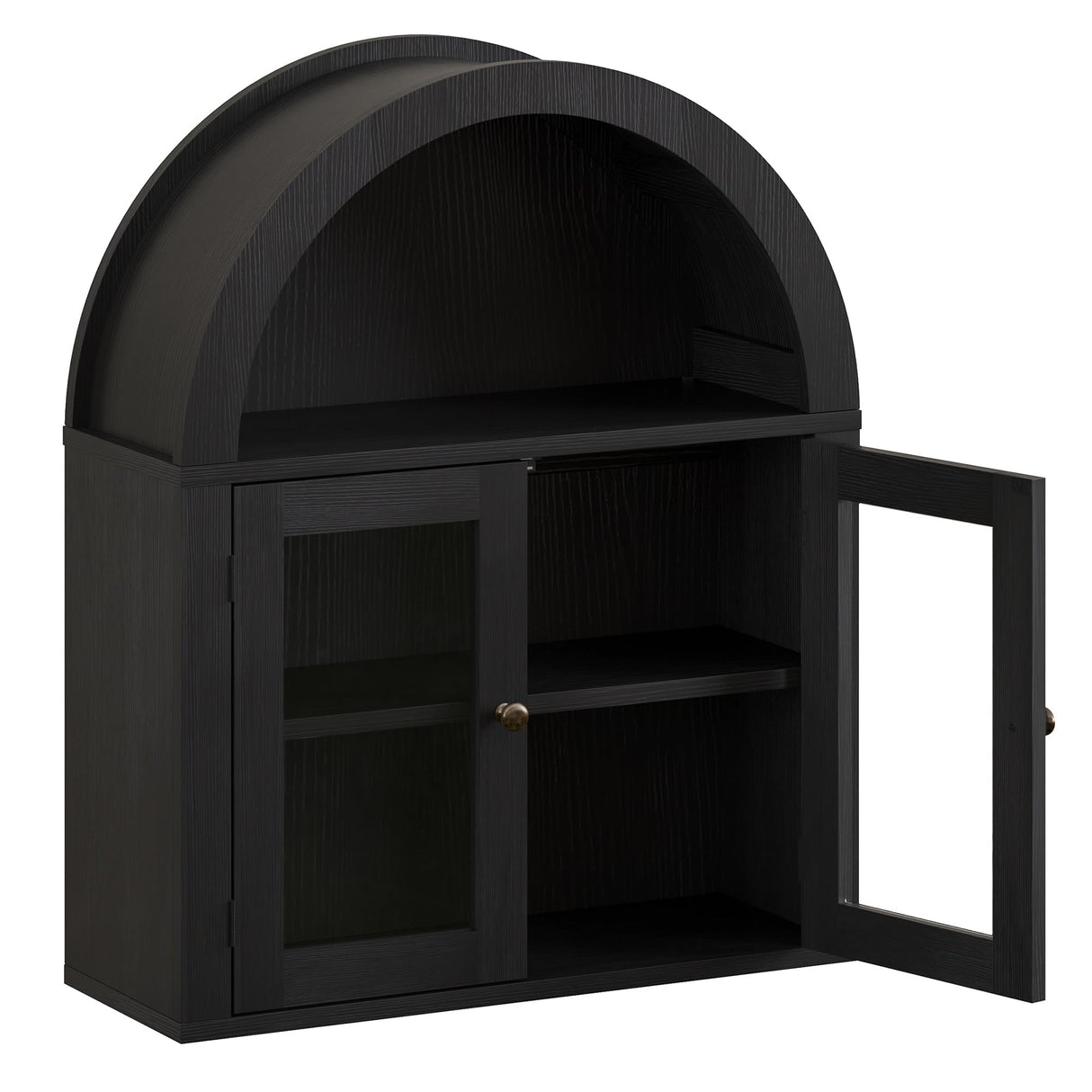 ChooChoo Modern Arched Wall Cabinet Bathroom Medicine Cabinet with Adjustable Shelf, Wall Mounted Cupboard Storage Organizer for Laundry Room, Dining Room, Living Room, Kitchen (Black) ChooChoo