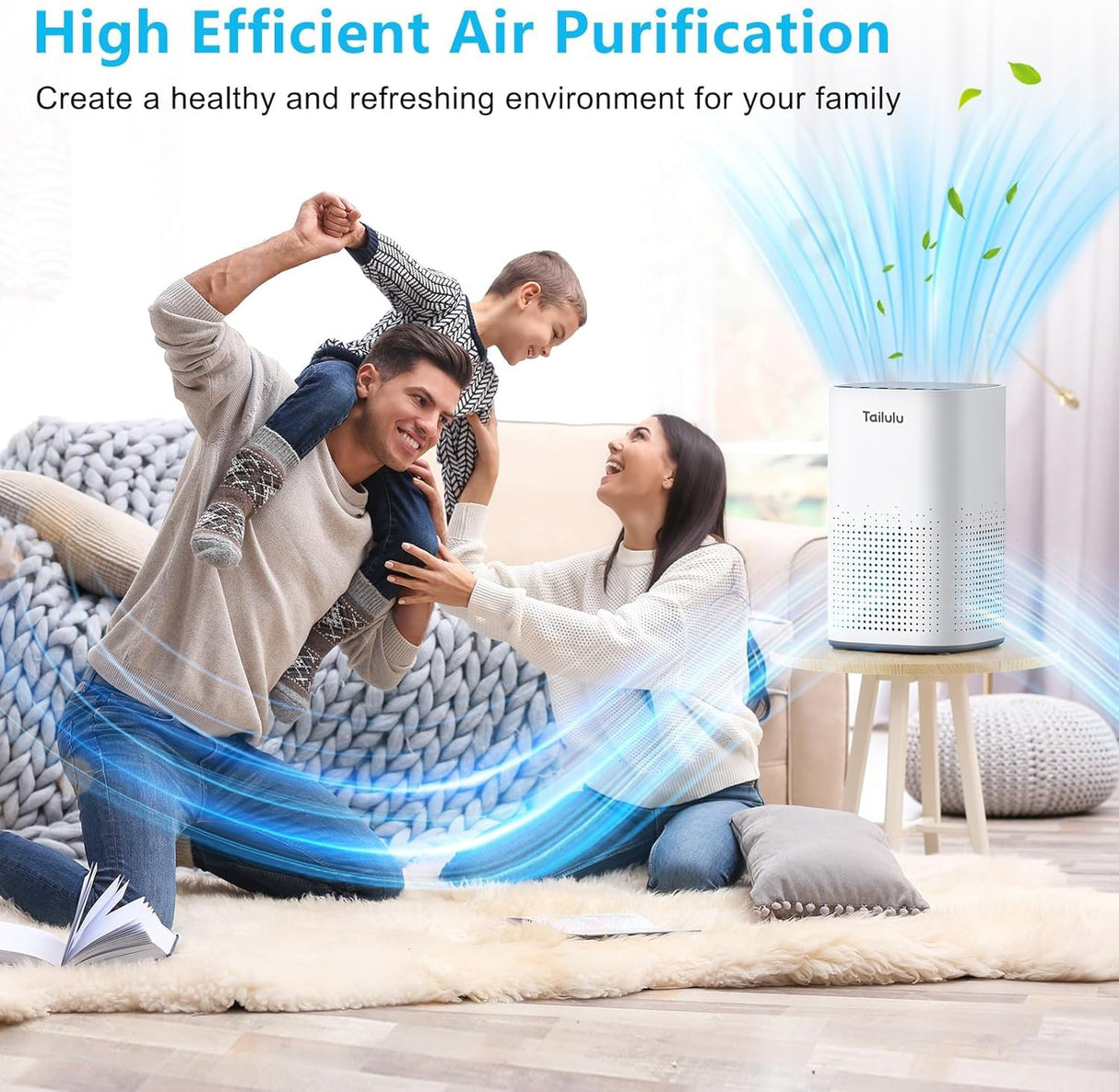 Air Purifiers for Home Large Room up to 1500ft²,Tailulu H13 True HEPA Air Cleaner with 360°Air Inlet, 15dB Air Purifier for Bedroom with Sleep Mode,Speed Control,Timer, for Odor Dust Smoke Tailulu
