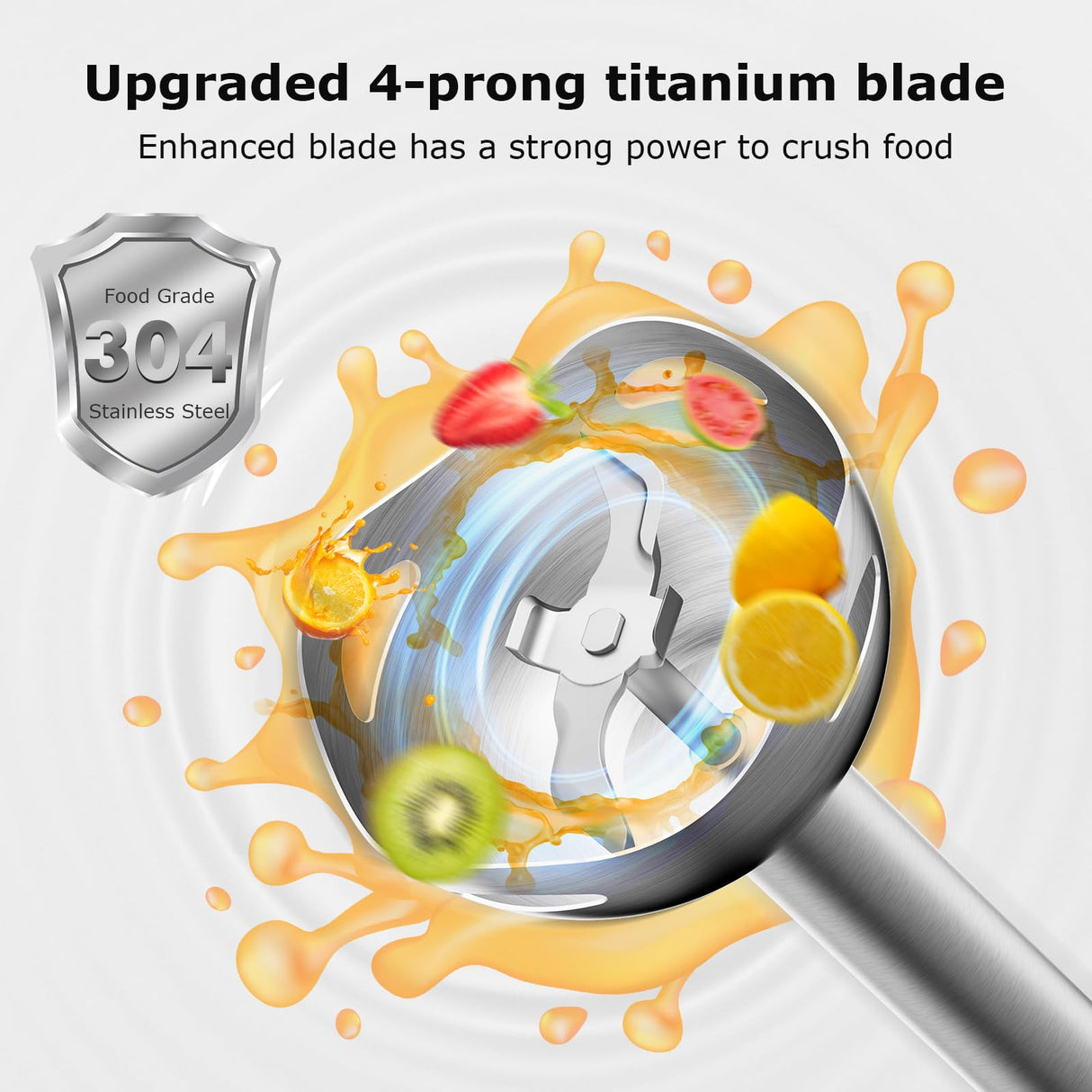 Bonsenkitchen Hand Blender, Immersion Blender with 2 Mixing Speed, Electric Handheld Blender Portable Stick Mixer with Stainless Steel Blades for Soup, Smoothie, Puree, Baby Food Bonsenkitchen