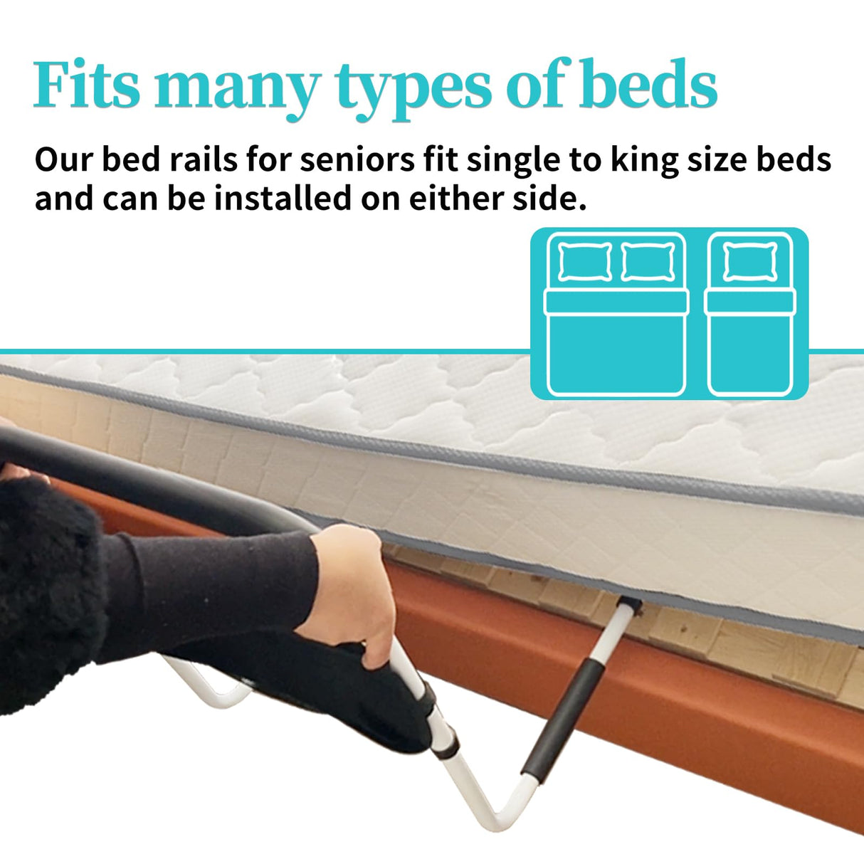 Bed Rails for Elderly Adults Safety with Adjustable Heights Storage Pocket Assist Support Side Railings Seniors Slides Under Mattressbed Cane Guard Bed Handles Bars (Widen(White)) AOHHL