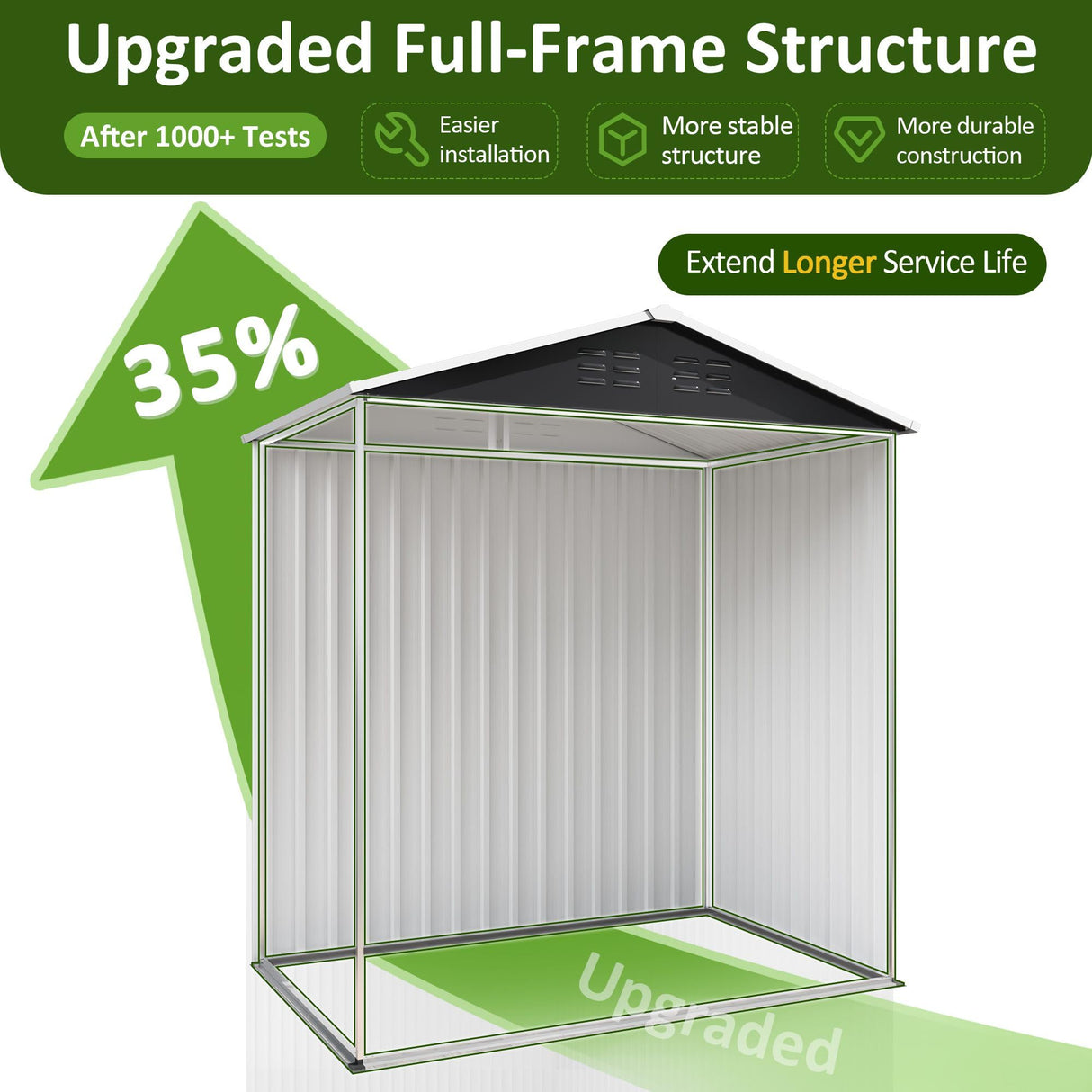 DAUSOLA 5.6x3.5 FT Outdoor Storage Shed, Metal Garden Tool Shed with Updated Frame Structure, Lockable Doors and Windows, Ideal for Backyard Garden Patio Lawn, Grey DAUSOLA