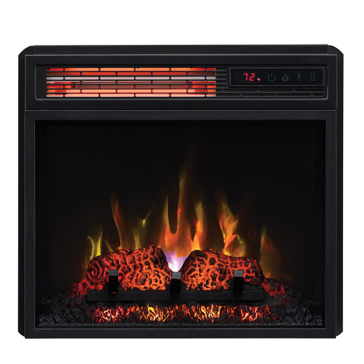 ClassicFlame 18" Infrared Quartz Electric Fireplace Insert with Safer Plug, Black ClassicFlame