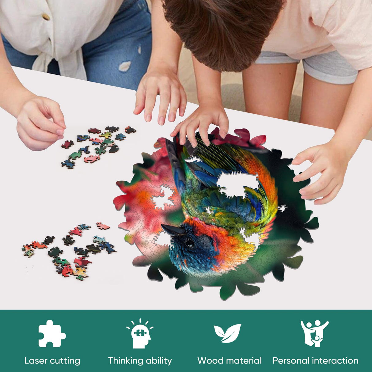 Wooden Puzzles for Adults, Finch Bird Wooden Jigsaw Puzzles 200pcs, Medium, Unique Shape Animal Adult Puzzles, Irregular Wood Puzzles Creative Gift for Adults and Kids Family Game(10.9 x 11.2 in) Qiuenisray