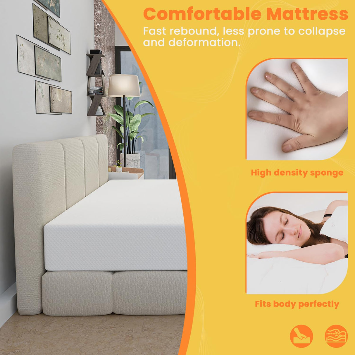 10 Inch King Size Mattress, Gel Memory Foam King Mattress, Pressure Relieving, Cooling Gel Foam, King Mattress in a Box, Certipur-Us Certified, Bed-in-a-Box, King, 80"L x 76"W x 10"Th, White NChanmar