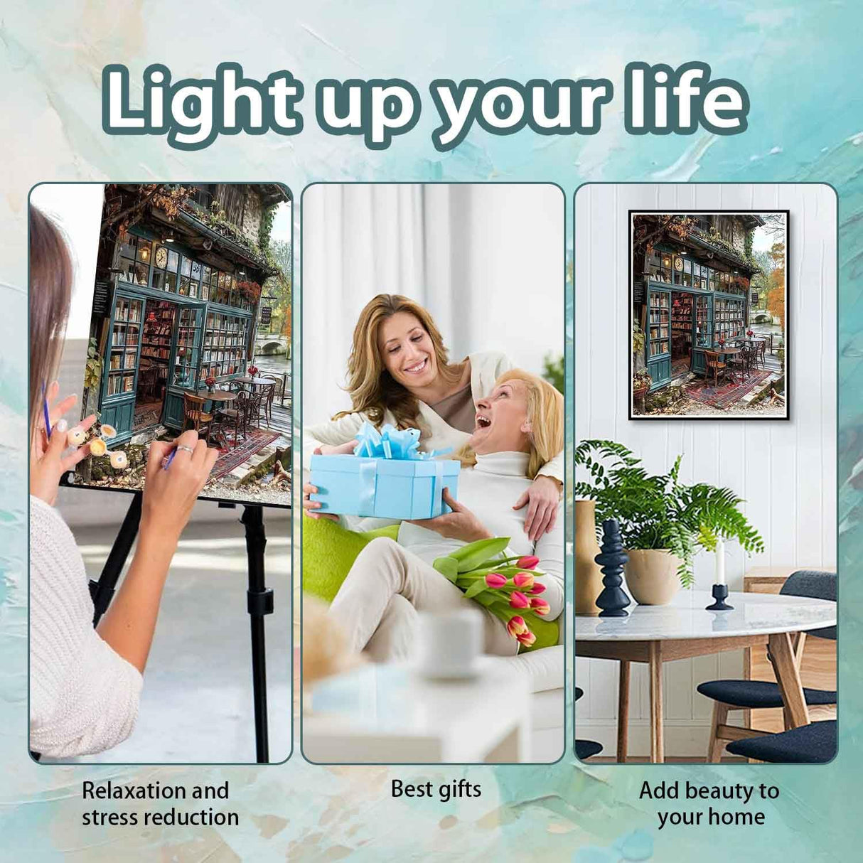 Yunruily Paint by Numbers Adults Bookshop-Paint by Numbers Kits for Adults,Paint by Numbers for Adult Canvas for Gifts Home Wall Decor(16x20inch) Yunruily