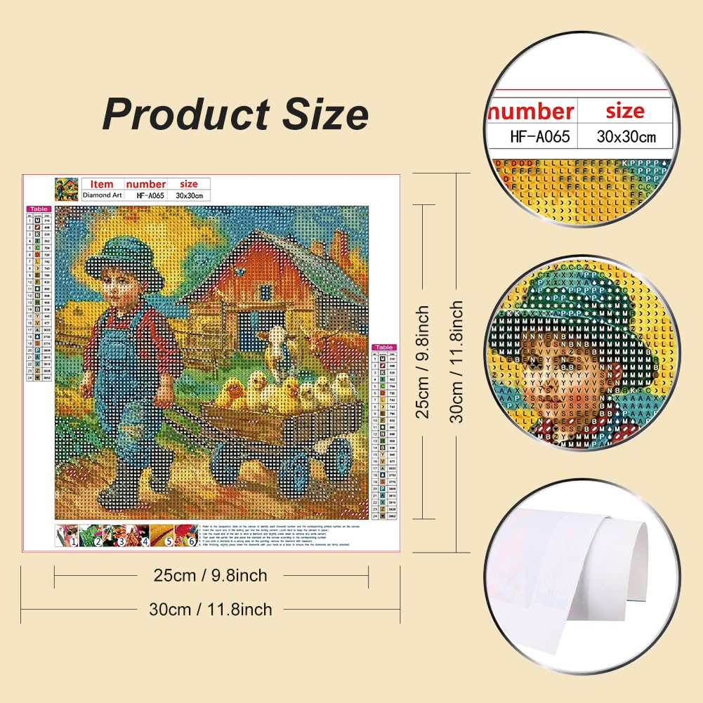 hill froeistung Farm Life Diamond Painting Kits for Adults, Animal Scenery Diamond Art for Beginners, 5D DIY Full Drill Round Gem Art Craft Home Wall Decor Gift 12x12 inch hill froeistung