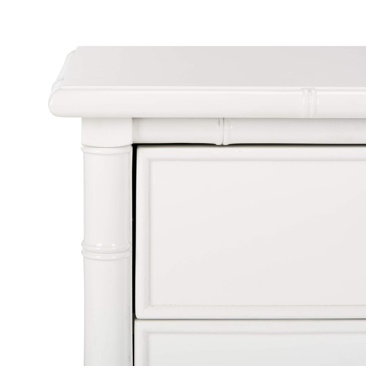 Safavieh Home Collection Mina Modern Coastal 2 Drawer 25" Bamboo Nightstand, White Safavieh