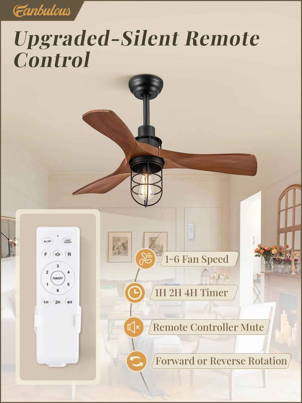 Fanbulous 36Inch Ceiling Fans with Lights and Remote Control Farmhouse Flush Mount Ceiling Fan with 6-Speeds,Low Profile Ceiling Fans with Quiet Reversible DC Motor for Patio Living Room Bedroom Fanbulous