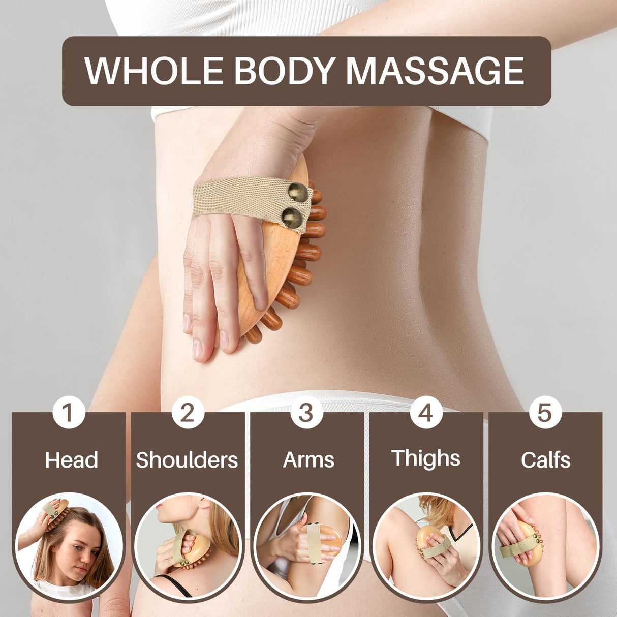 Olaemuo Wood Therapy Massage Tools for Belly Fat, Wooden Massage Body Brush for Cellulite Remover, Cellulite Lymphatic Drainage Massager for Body Shaping, Maderoterapia Kit for Muscle Pain Relief Olaemuo