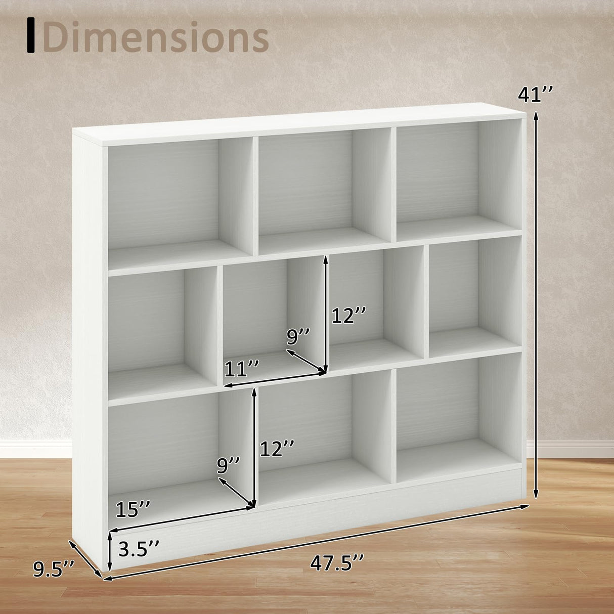 SILKYDRY 10 Cube Storage Organizer, 4 Tier Open Bookcase, Modern Bookshelves and Bookcases, 41" Floor Standing Wooden Display Bookshelf for Living Room Bedroom Office (White) SILKYDRY