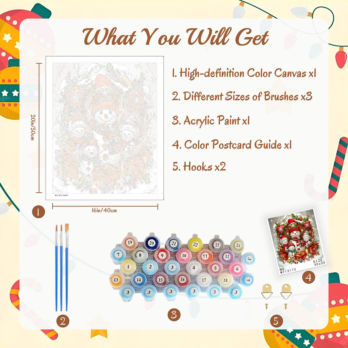 Arttoplus Christmas Paint by Numbers Kit for Adults Beginner-Christmas Snowman Adult Paint by Number Kits on Canvas, DIY Acrylic Oil Painting by Numbers for Adults for Gift Home Wall Decor(16x20inch) Arttoplus