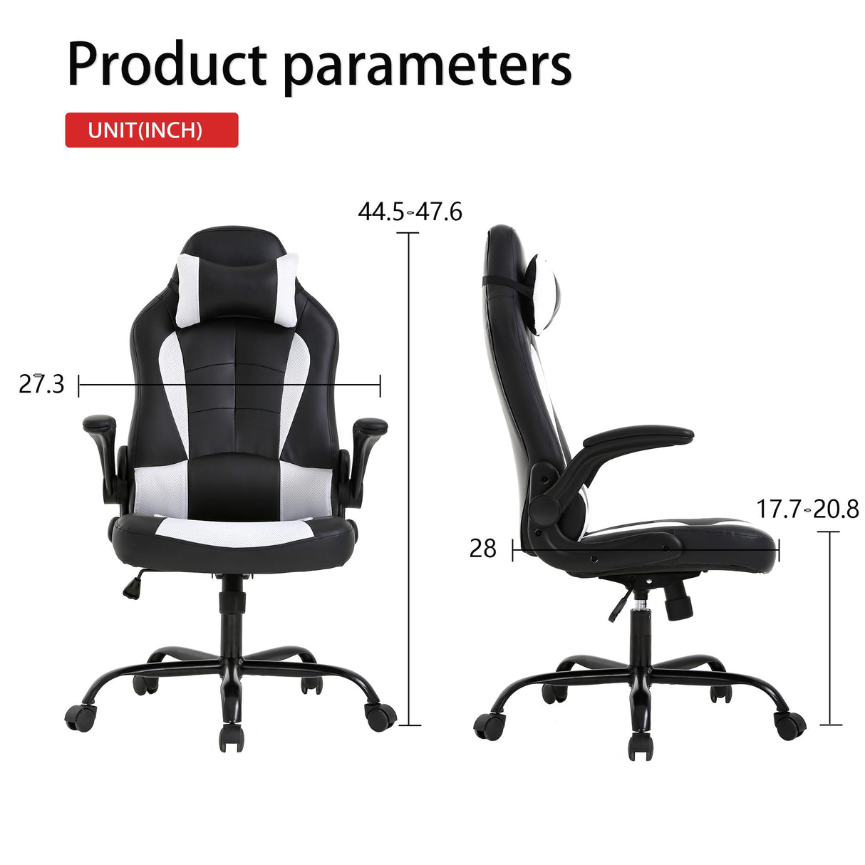 PayLessHere Gaming Chair Desk Chair Gamer Chair Ergonomic Office Chair With Lumbar Support Padded Up Arms Adjustable Headrest Pu Leather High Back Office Chair Gamer Chair For Adults Women Men (White) PayLessHere