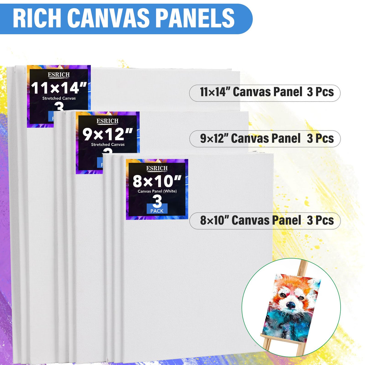 ESRICH 122PCS Professional Painting Set with 1 Wood Easel,72Colors (24 Acrylic Paint, 24 Watercolor,24 Oil) Paint Set, Brushes, Canvases, Painting Supplies Kit for Kids,Students, Artists and Beginner ESRICH