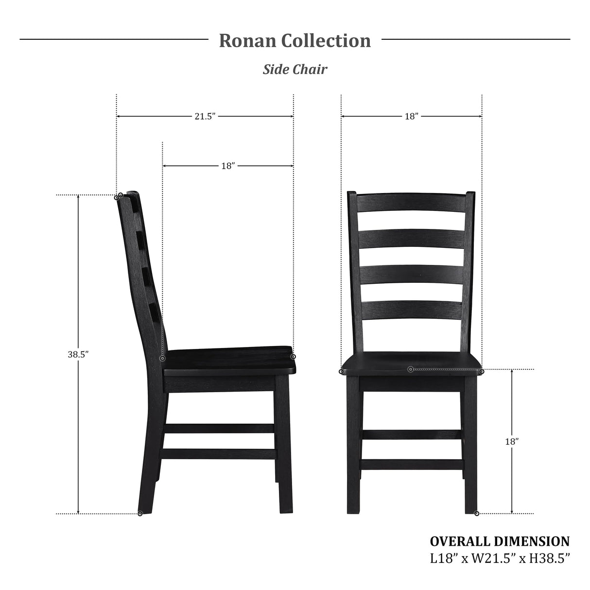 Lexicon Dining Chairs Set of 2, Dining Chairs with Solid Wood Legs and Footrest, High Ladder Back Farmhouse Dining Chairs, Wooden Dining Room Chairs, Black Lexicon