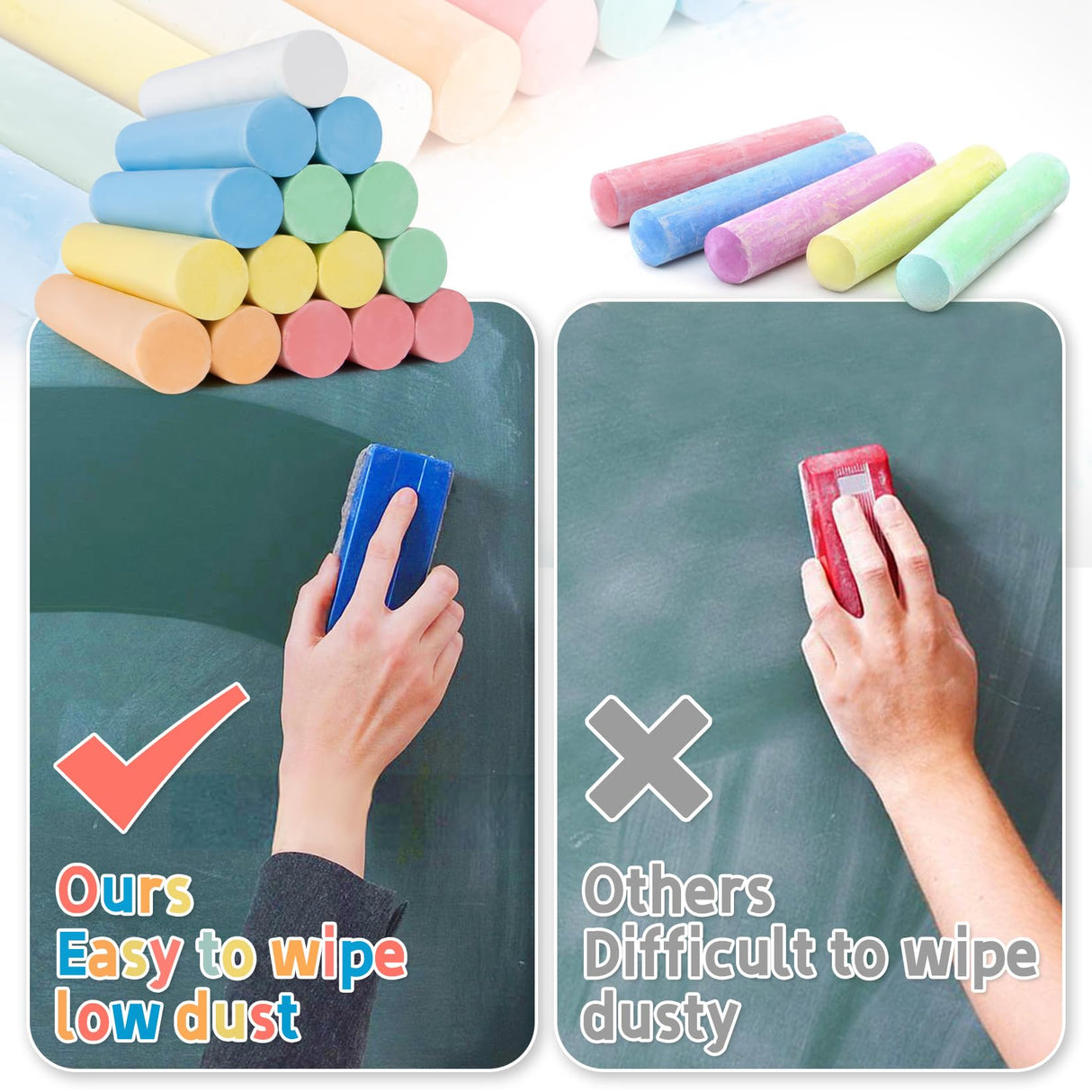 MAQIHAN 16PCS Sidewalk Chalk - Chalk Bulk, 6 Colors,Indoor and Outdoor, Washable is suitable for drawing writing on sidewalk, street, walls, playground, blackboard, classroom, school MAQIHAN