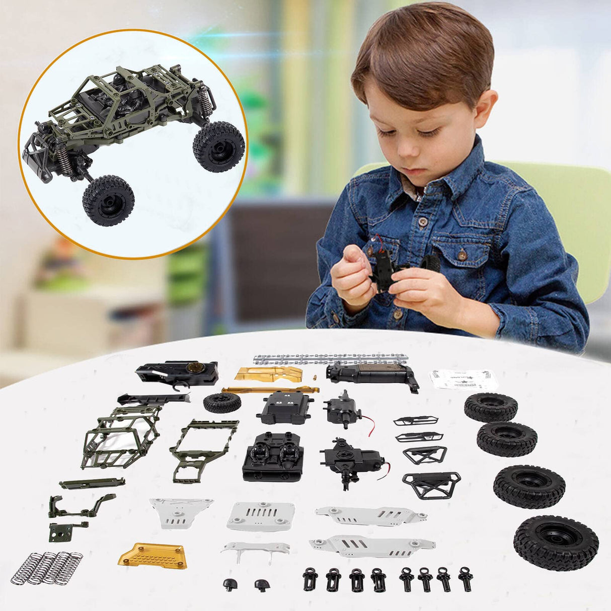 Fedalust Remote Control Car, DIY RC Cars Kit, 1:18 2.4GHz RC Truck, Building Toys Stem Toys for Men Kids Fedalust