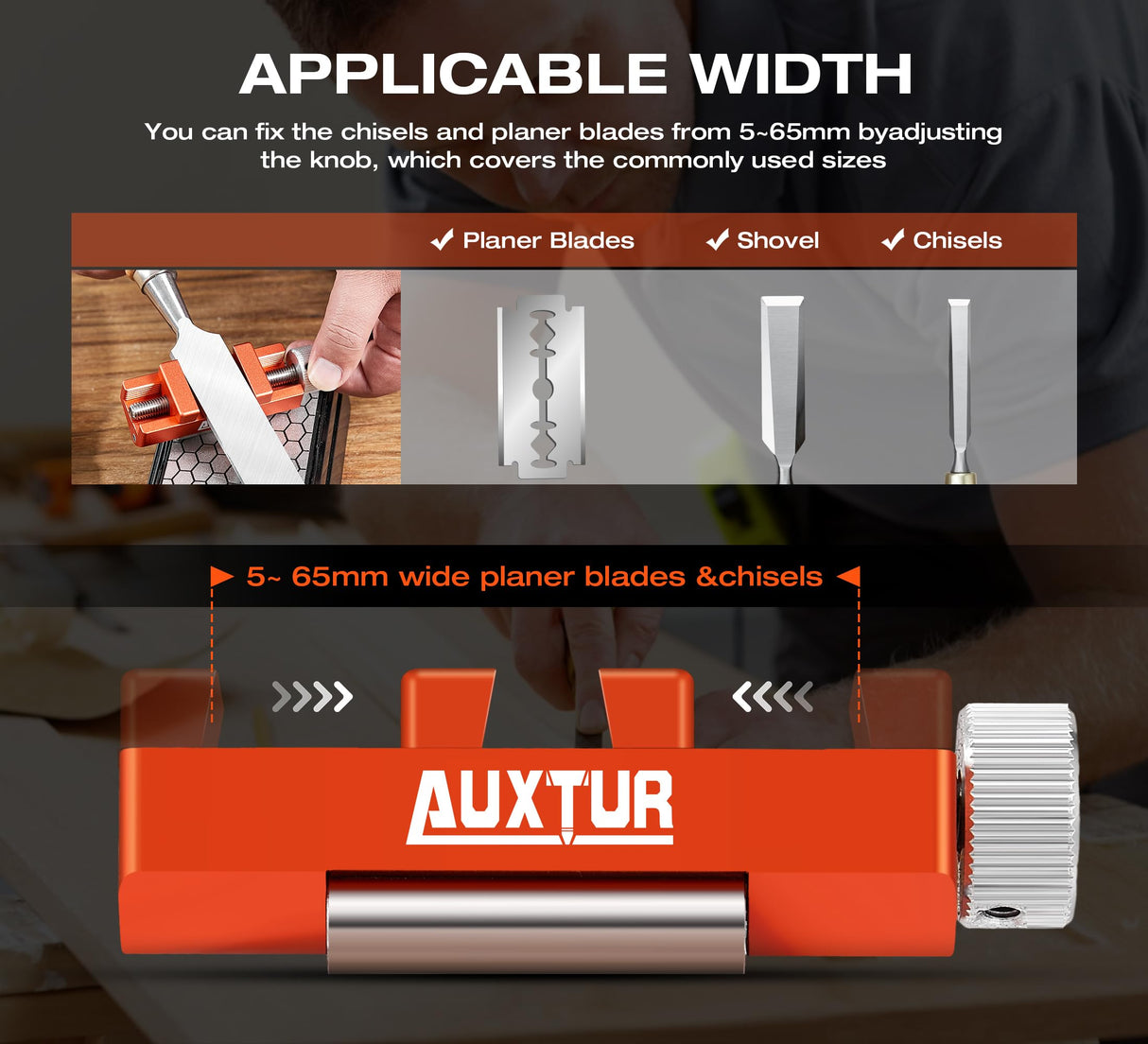 AUXTUR Sharpening Stone with Honing Guide Tool Set for Woodworking,Flattening Stone,Complete Sharpening System Woodworking Tools for Chisel Sharpening and Plane Restoration(guide+stone) AUXTUR