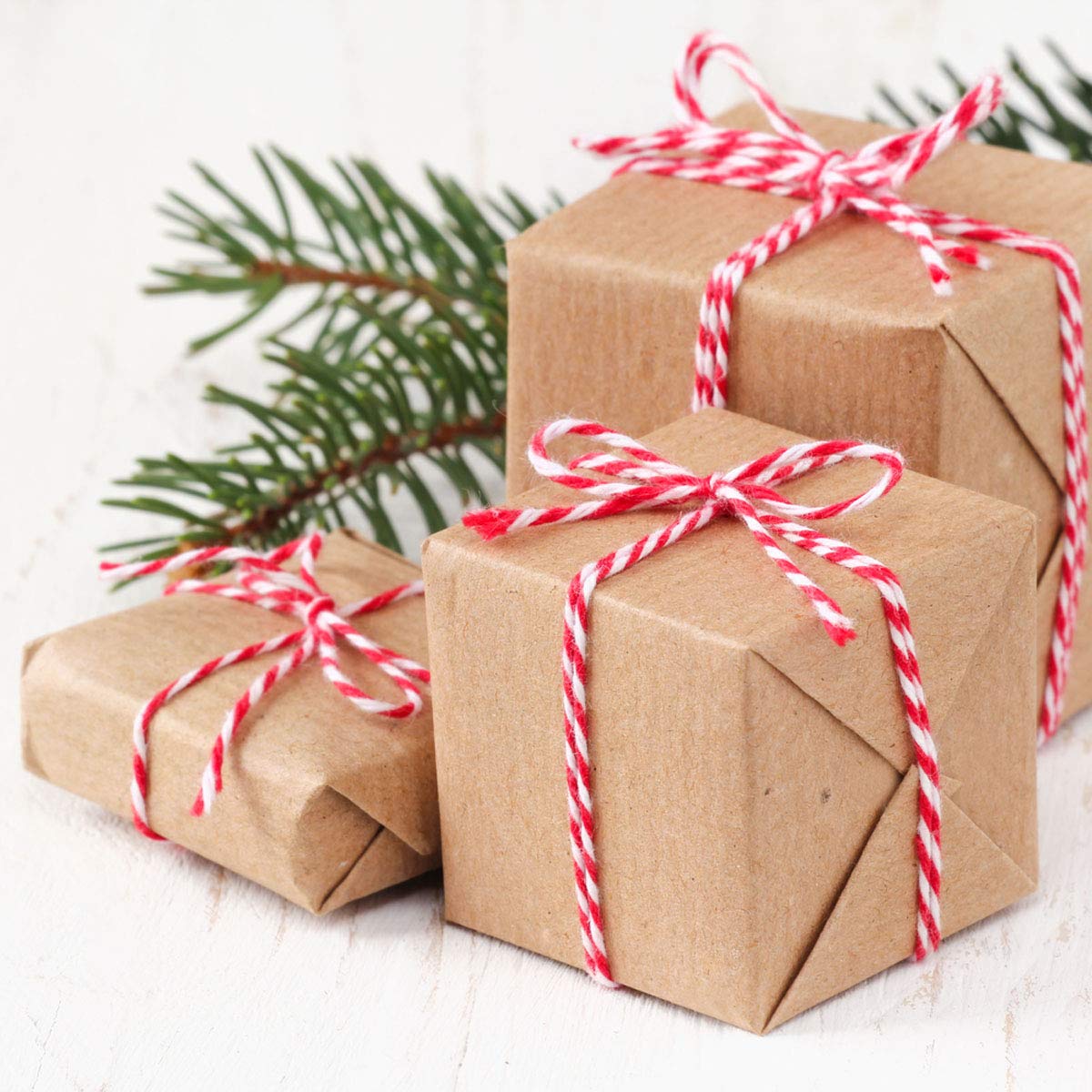 HOKI Cotton Bakers Twine Red & White 100M (328 Feet), Packing String, Durable Rope for Gardening, Decoration, Tying Cake and Pastry Boxes, DIY Crafts & Gift Wrapping, for Art and Craft HOKI
