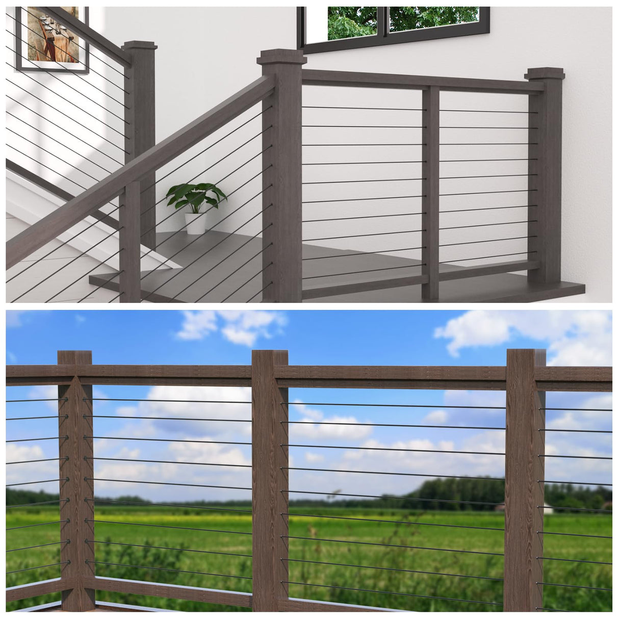 Muzata 100 Pack 1/8" Black Cable Railing Protector Sleeves T316 Stainless Steel Protective Sleeves Deck Cable Railing Hardware Kit for Wood Posts CR13 Muzata