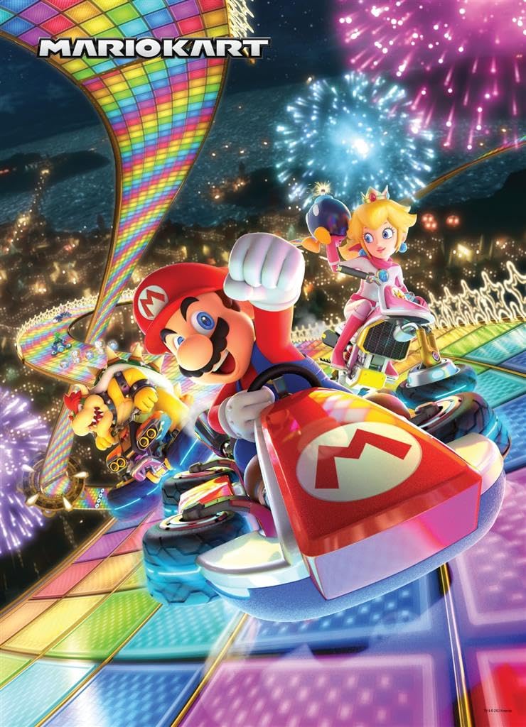 Mario Kart “Rainbow Road” 1,000 Piece Jigsaw Puzzle | Collectible Super Mario Puzzle Artwork Featuring Mario, Princess Peach, and Bowser | Officially-Licensed Nintendo Puzzle & Merchandise USAOPOLY