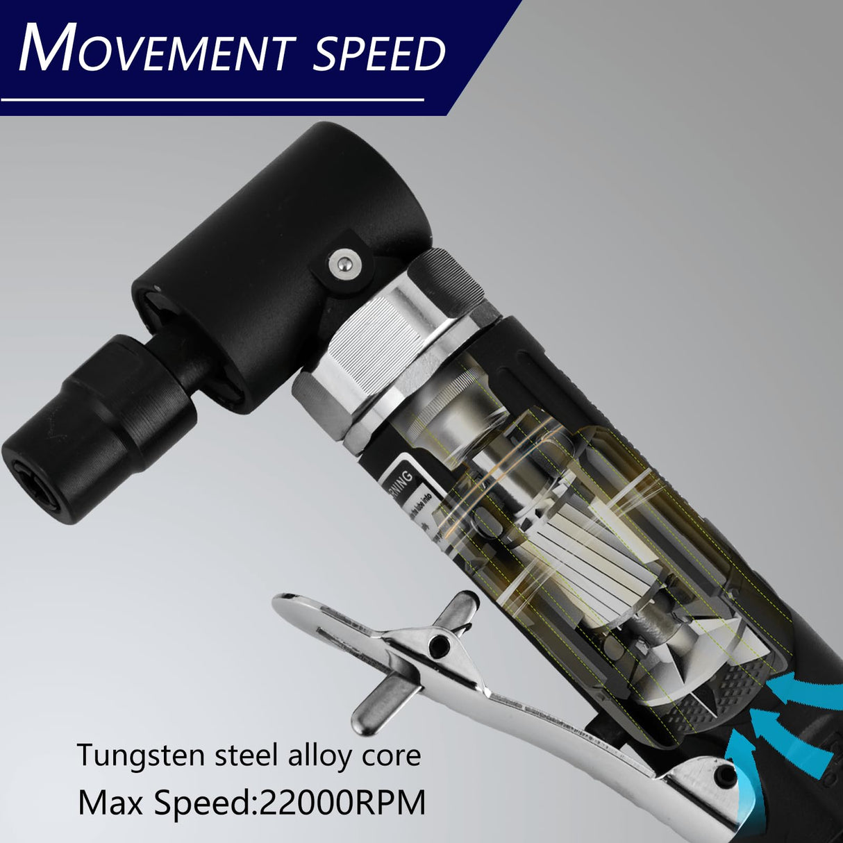 1/4 Inch Angle Air Die Grinder Pcs Sanding Discs 1Pcs 1/4 Inch Collet Angle Die Grinder 90 Degree Angle Grinder Speed Up To 22000PRM Angle Grinder Ergonomics Air Tool Safety Switch Pneumatic Tool HYFN