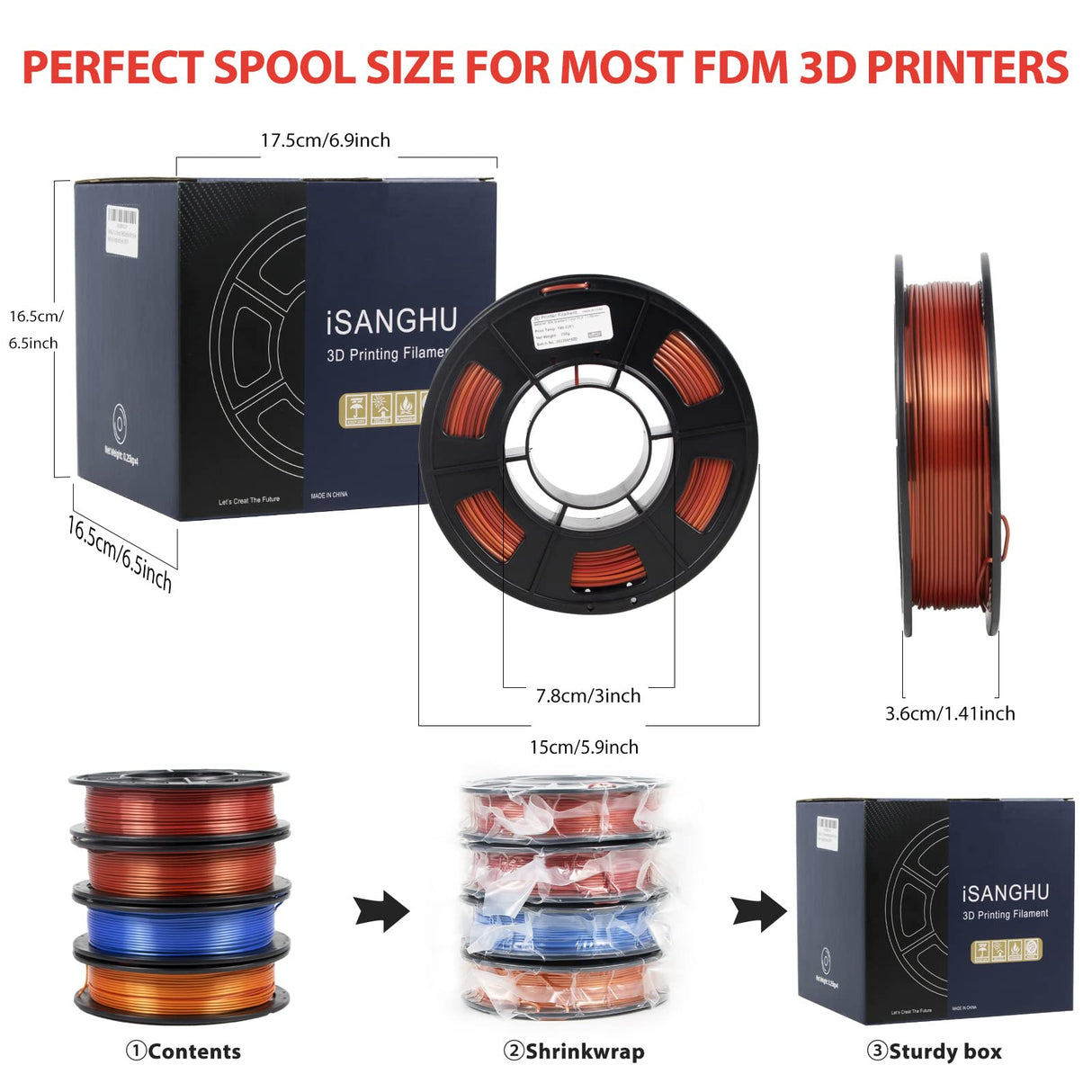 iSANGHU 4Packs Gradient Silk PLA 3D Printer Filament Bundle, Multicolor Changing 1.75 PLA Filament Bundle with Silk Shiny Surface, 3D Printing Filament for Most 3D Printers 250G/0.55lb*4 Sets iSANGHU