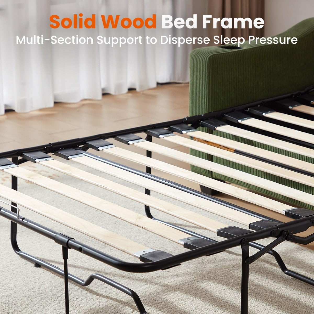 CHIC HOUSE Pull Out Sofa Bed, Full Size Sleeper Sofa, 2-in-1 Convertible Corduroy Couch with USB Charging, Memory Form Couch for Living Room, Apartment and Small Space CHIC HOUSE