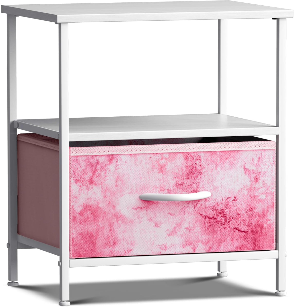 Sorbus 1 Drawer Shelf Storage Nightstand - Kids Bedside Furniture End Table Night Stand with Steel Frame Wood Top & Easy Pull Fabric Bins. Dresser & Chest for Home Bedroom Accessories Office & College Sorbus