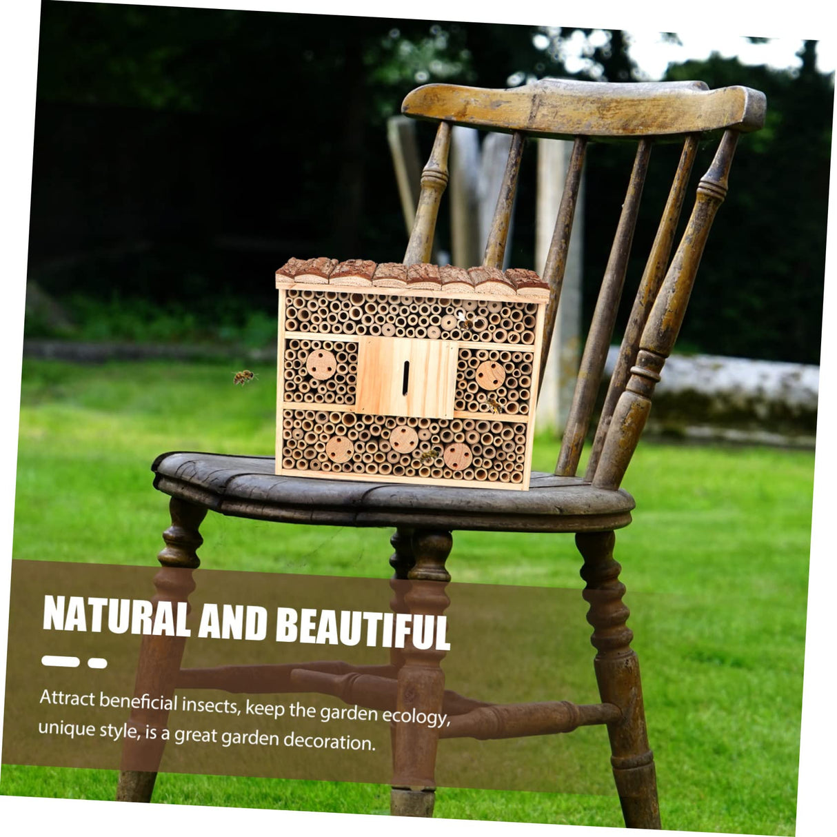 OFFSCH Creative House Mason House Garden Decoration Critter Cages Mason Bees House Hanging Hotels Hotel Garden Habitat House Hotel Beehive Decor Room Wooden House Solid Wood OFFSCH