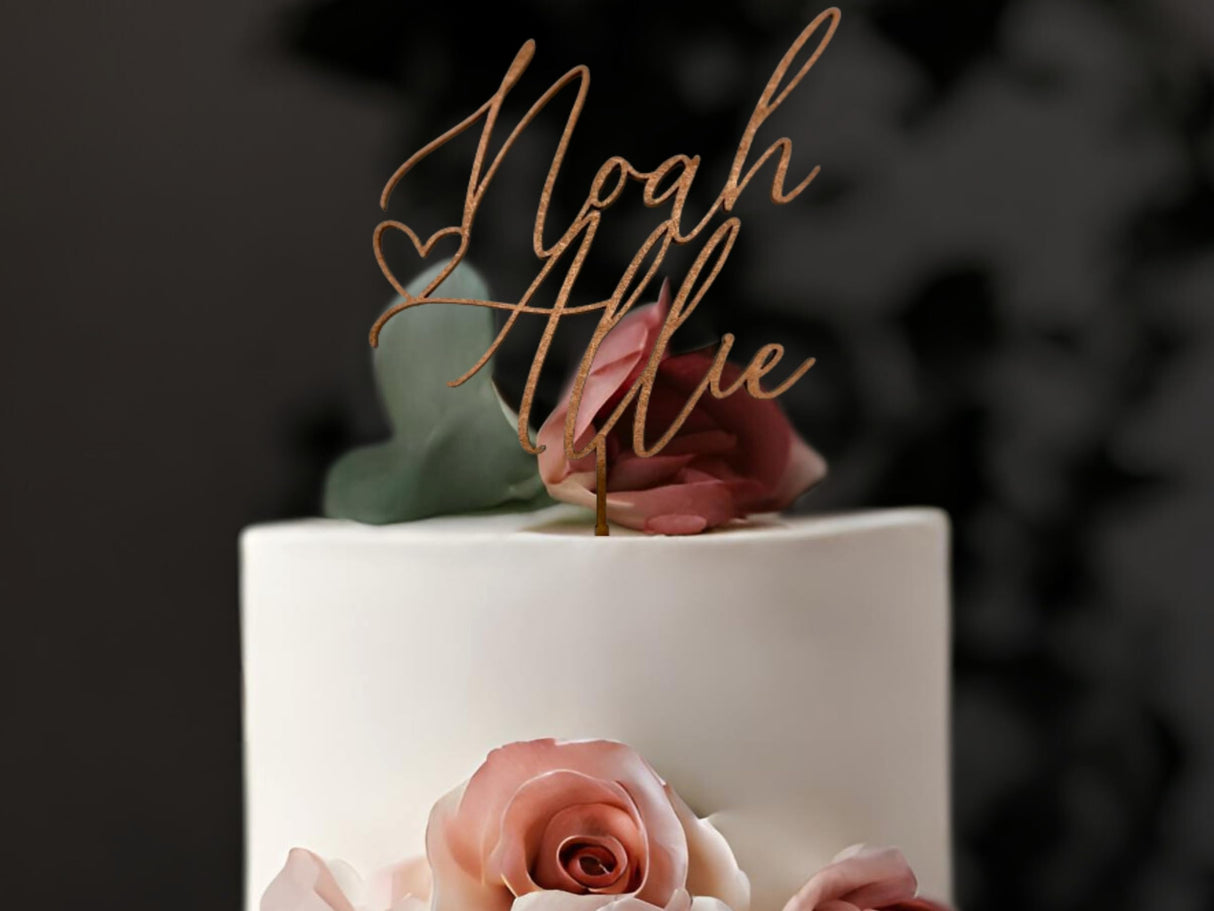 Personalized Rustic Name Wedding Cake Topper | Custom Cake Topper | Wood Cake Topper designLEE Studio