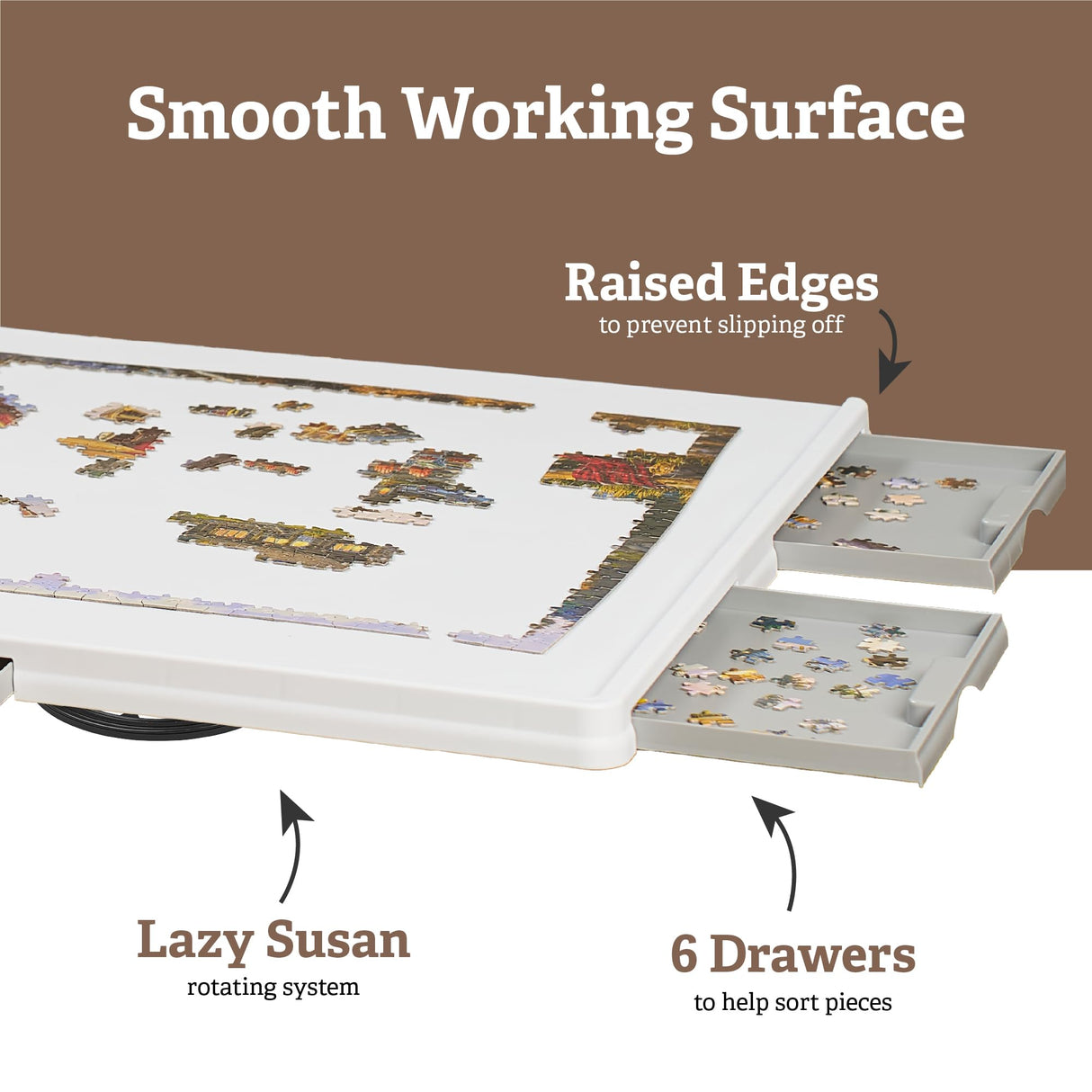 Puzzle Board for with 6 Storage Drawers & Protective Cover – Jigsaw Puzzle Table - for Adults & Families Home Entertainment & Puzzle Building (1500 Piece Puzzle Board)