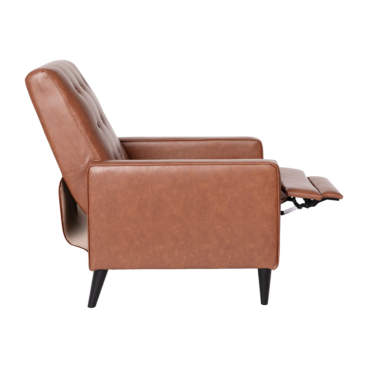 Flash Furniture Erza LeatherSoft Button Tufted Pushback Recliner, Mid-Century Modern Recliner Chair for Residential and Commercial Use, Cognac Brown Flash Furniture