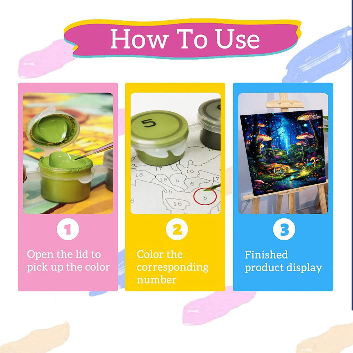 xackcme Mushroom Paint by Numbers for Adults - Forest Paint by Number on Canvas Without Frame, DIY Oil Painting for Gift Home Wall Decor (16x20 inch) xackcme