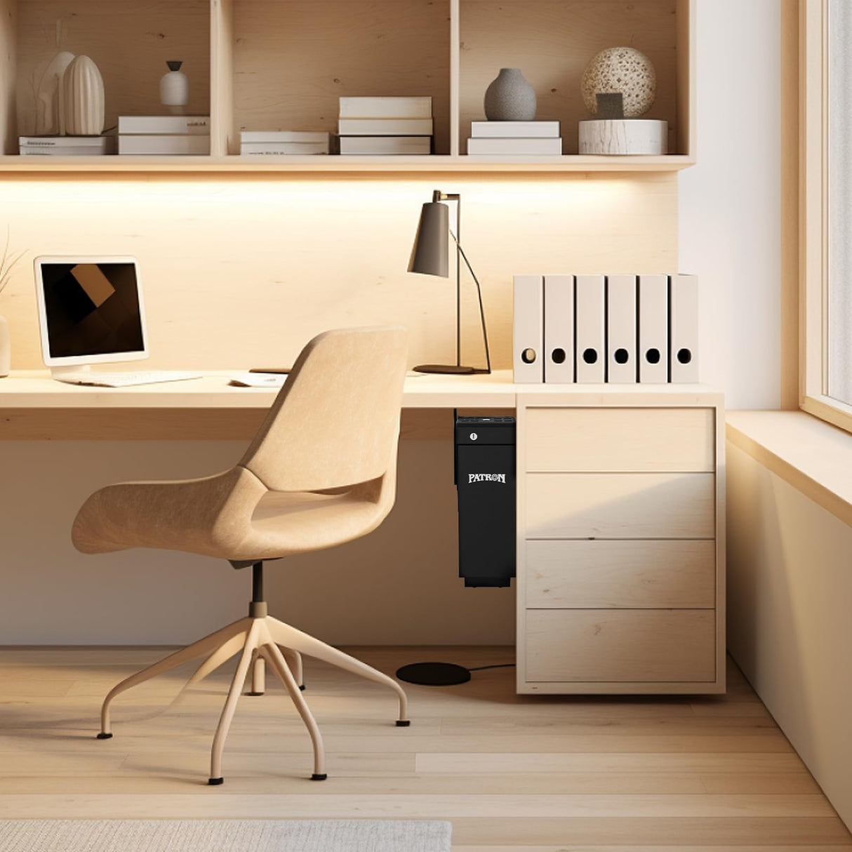 PATRON Gun Safe for Handgun, Biometric Gun Safe Box for Pistols,Hidden Wall or Desk Mounted Fingerprint safes for nightstand,Bedside,Truck,Electronic Quick Access Shotgun Safe Box PATRON