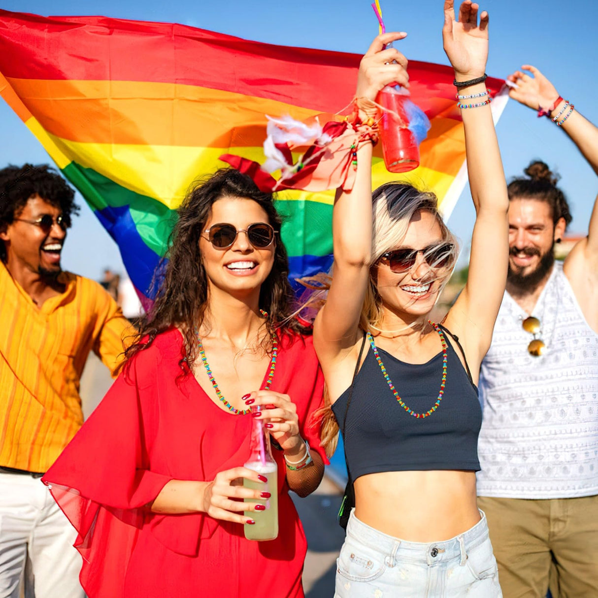 UPINS 500Pcs Resin Pride Beads Rainbow Beads for Jewelry Making DIY Crafts Gift Pride Month Lesbian Gay Wedding Party Favors Parades Accessories Supplies UPINS