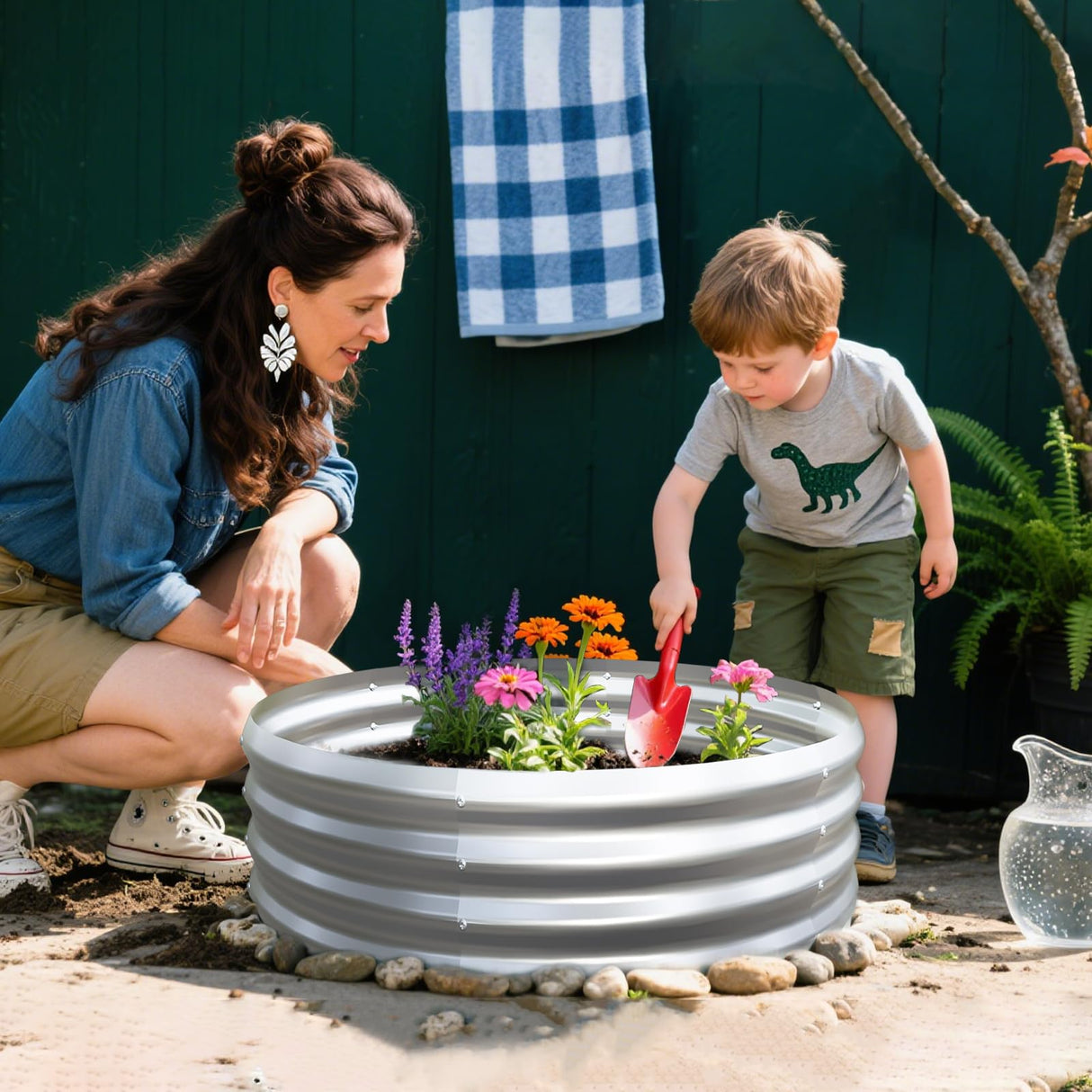 Mycovire 2PCS 2X2X1 Round Galvanized Garden Bed kit for Vegetables/Herbs/Flowers Mycovire