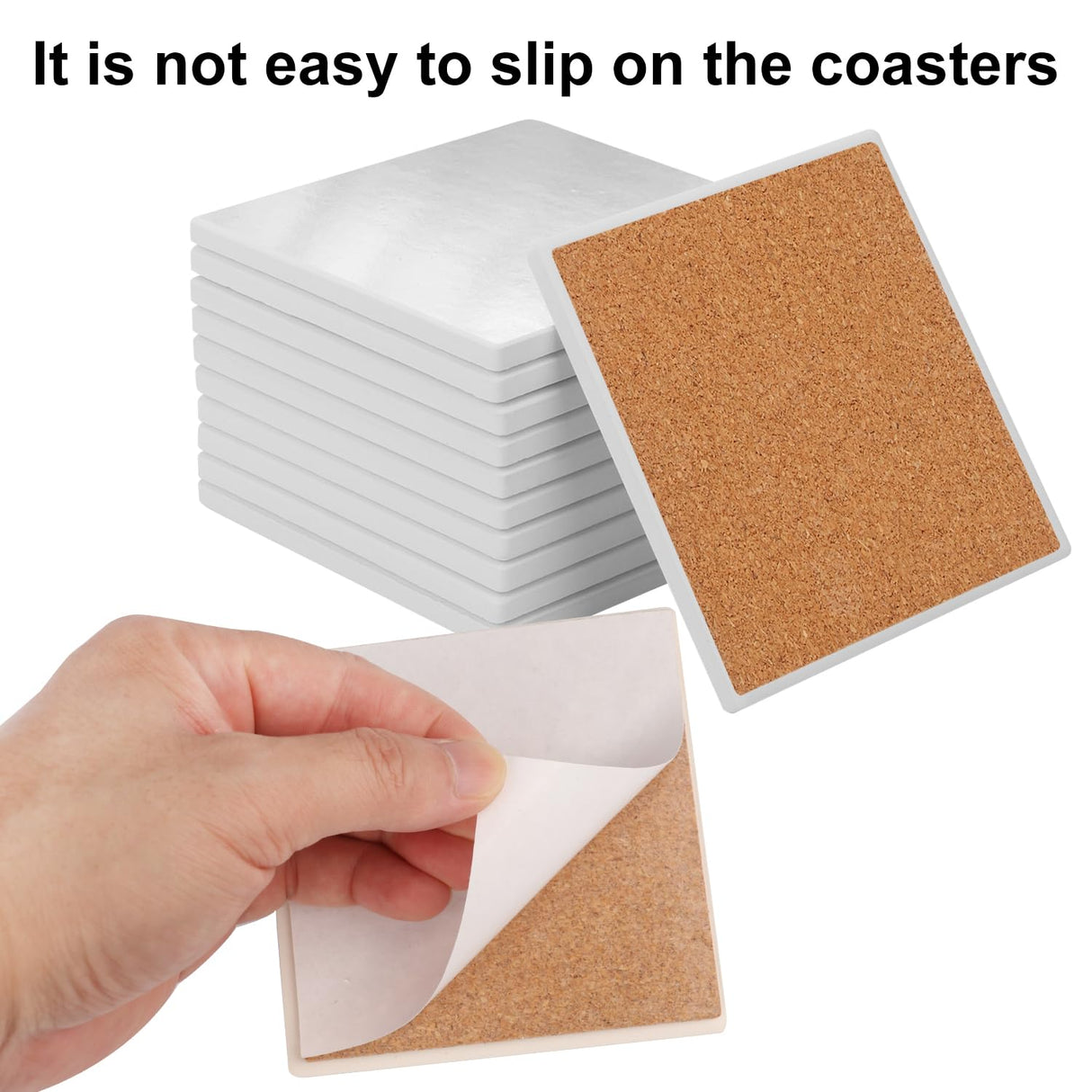 kukmakri 48 PCS Sublimation Blank Ceramic Coasters with Cork Backing Pads, 4x4 Inch Square Versatile & Decorative Glazed Ceramic Coasters for Crafting, Absorbent Ceramic Coaster for Drink kukmakri