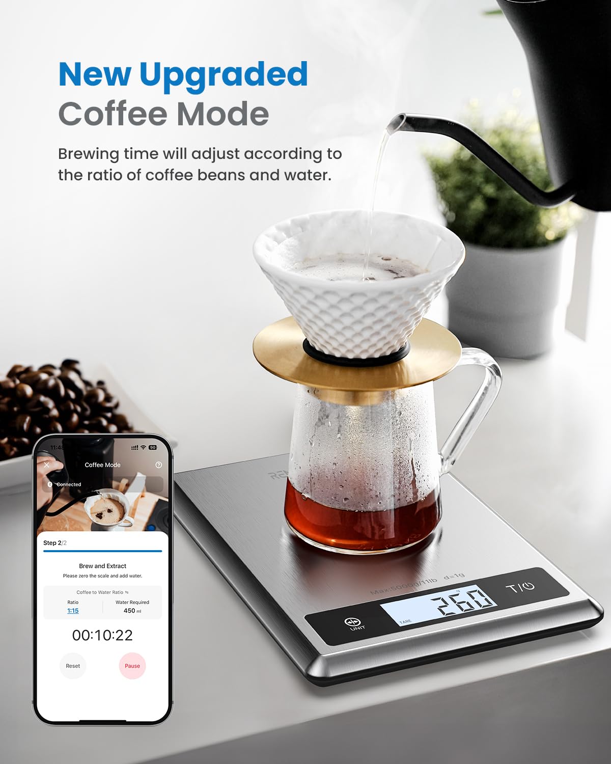 RENPHO Digital Food Scale with Nutritional Calculator, Smart Food Kitchen Scale, Food Weight Scale Grams and Ounces for Weight Loss, Calorie, Macro and Cooking, Stainless Steel RENPHO