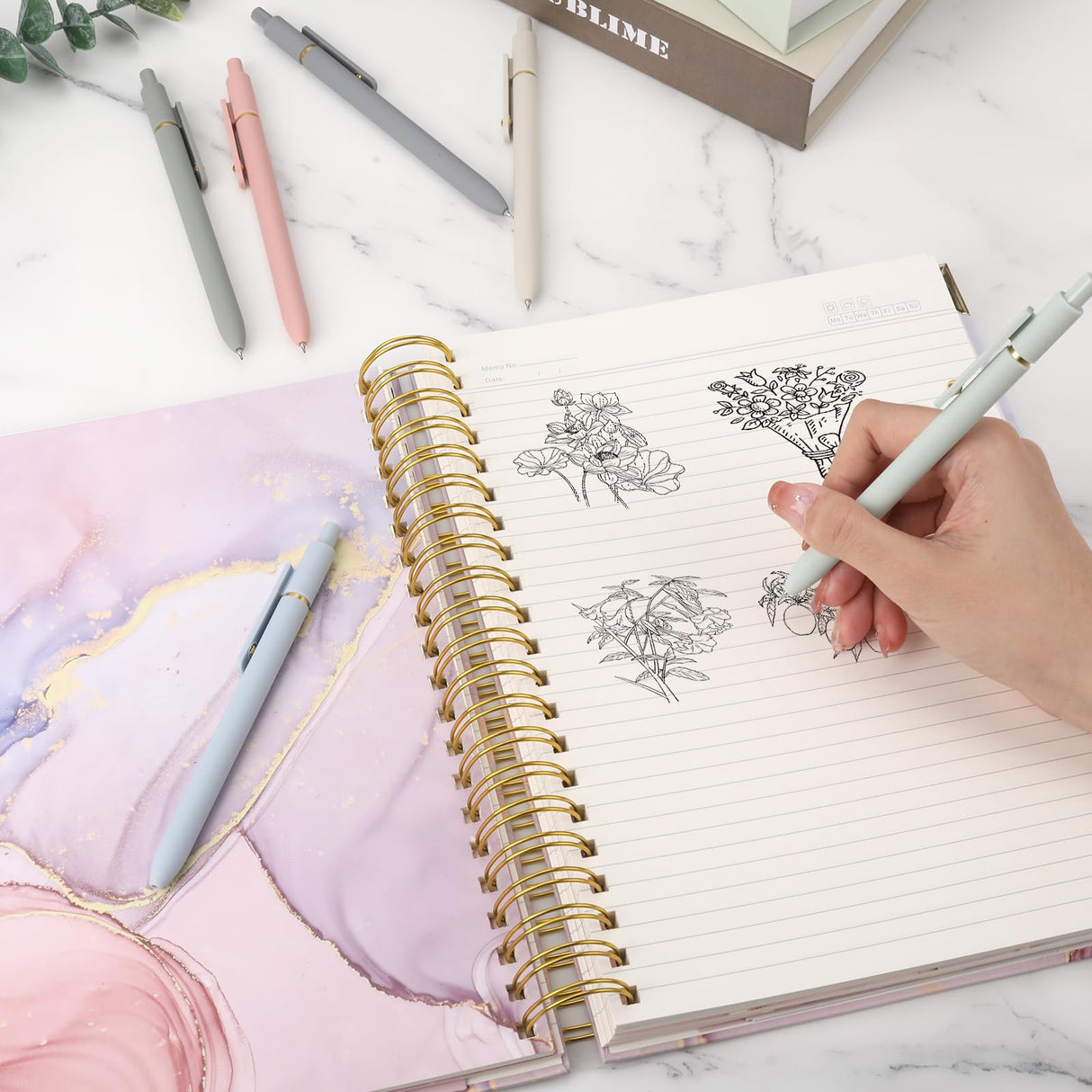 Ddaowanx Gel Pens, 6 Pcs 0.5mm Quick Dry Black Ink Pens Fine Point Smooth Writing Pens, Cute Office School Supplies Gifts for Women Ddaowanx